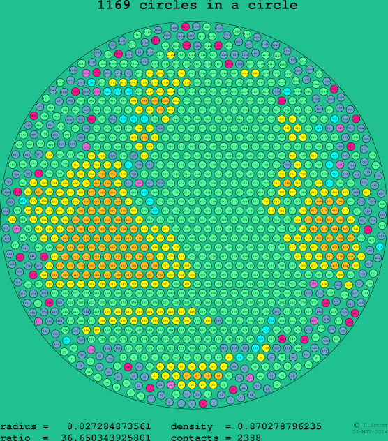 1169 circles in a circle
