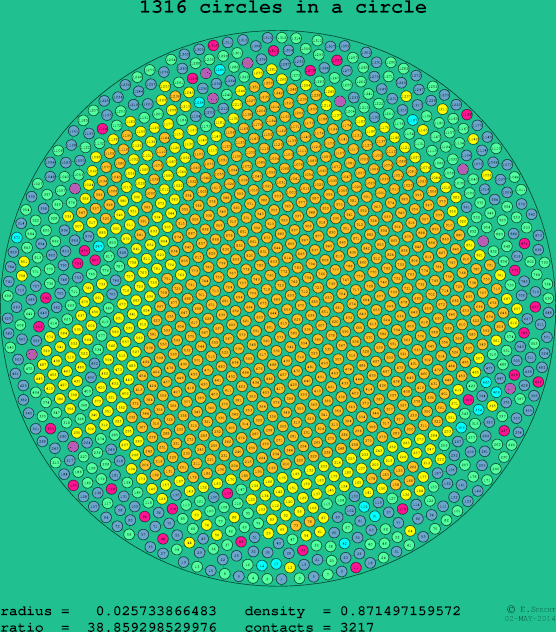 1316 circles in a circle