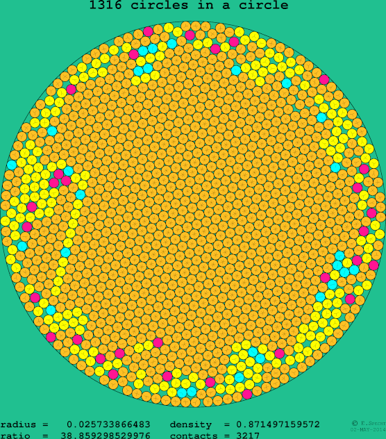 1316 circles in a circle