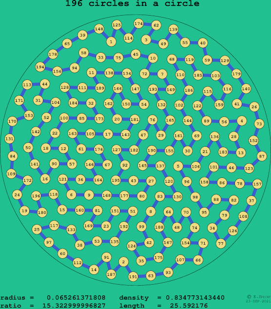 196 circles in a circle