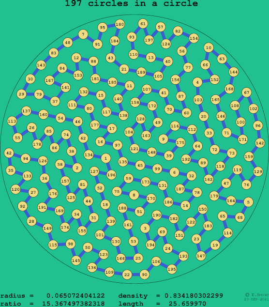 197 circles in a circle