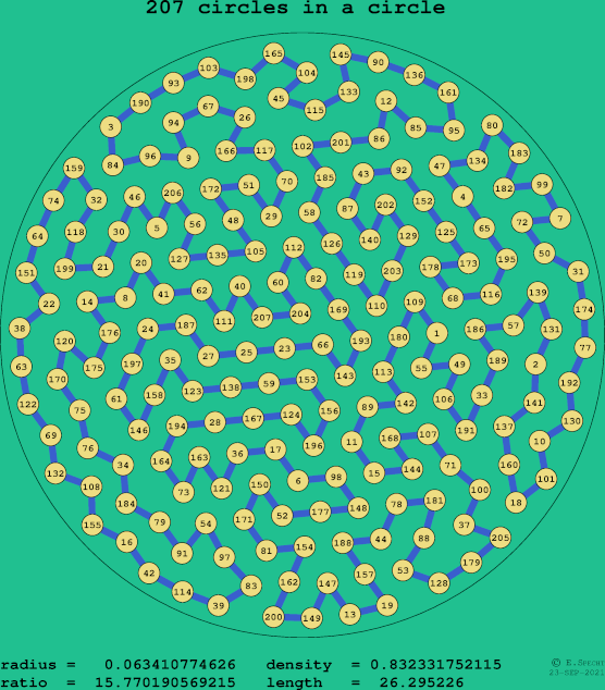 207 circles in a circle