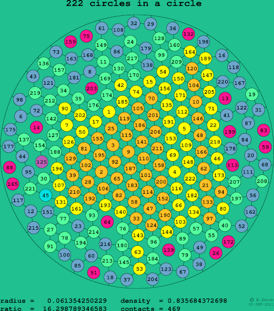 222 circles in a circle