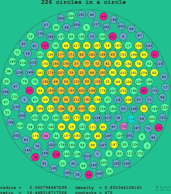 226 circles in a circle