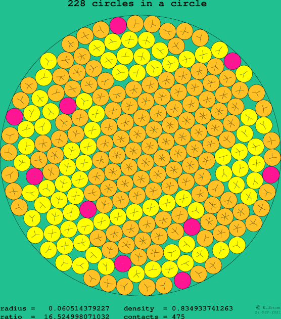 228 circles in a circle