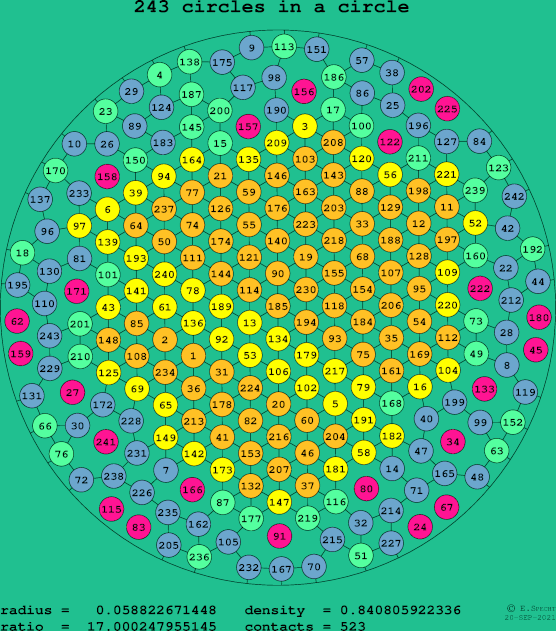 243 circles in a circle