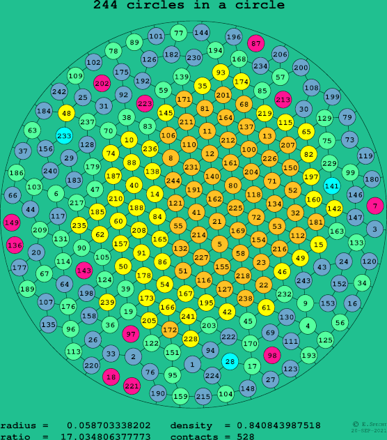 244 circles in a circle