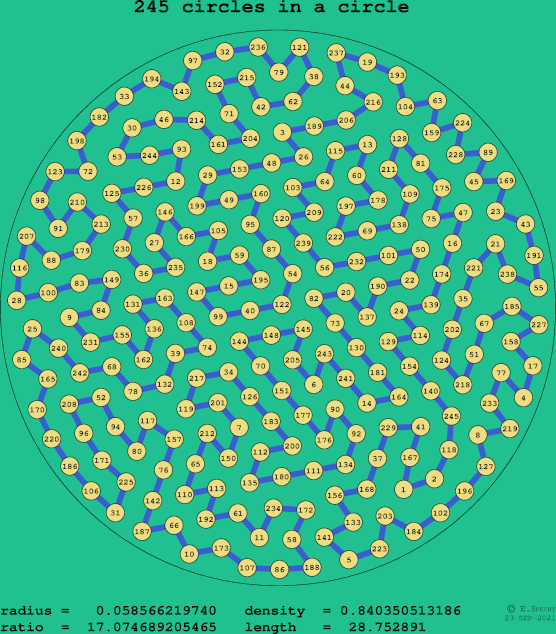 245 circles in a circle