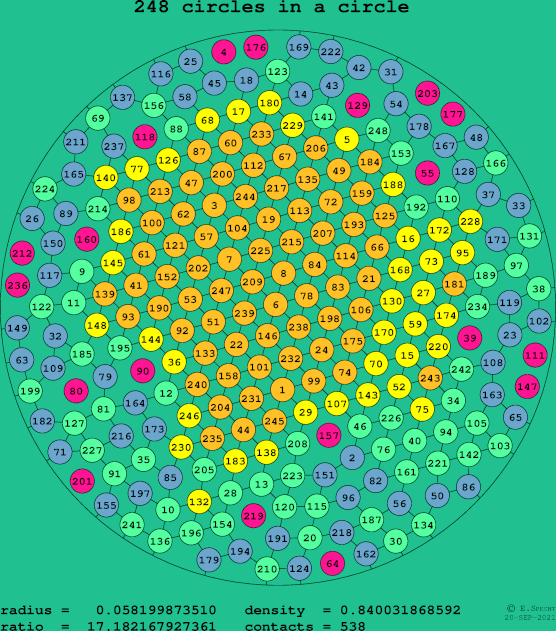 248 circles in a circle
