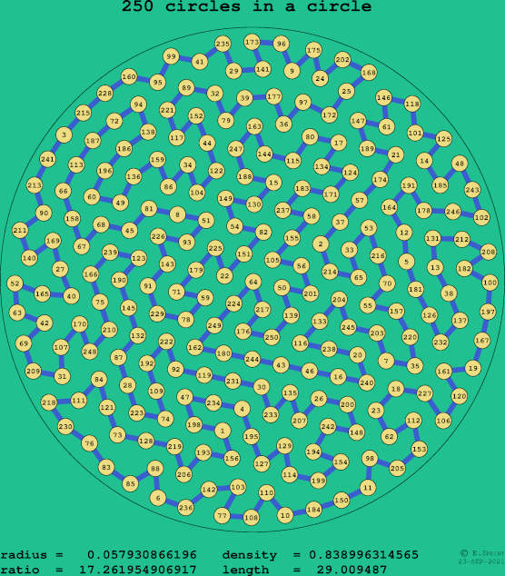 250 circles in a circle