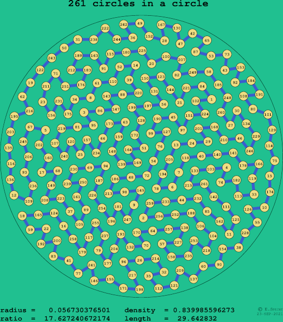 261 circles in a circle