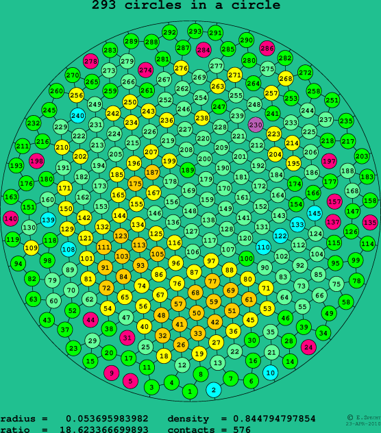 293 circles in a circle