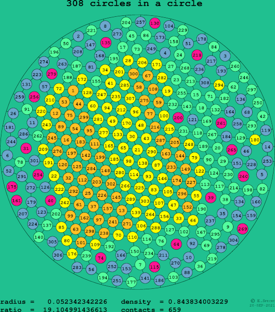 308 circles in a circle