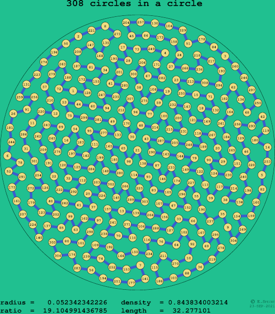 308 circles in a circle