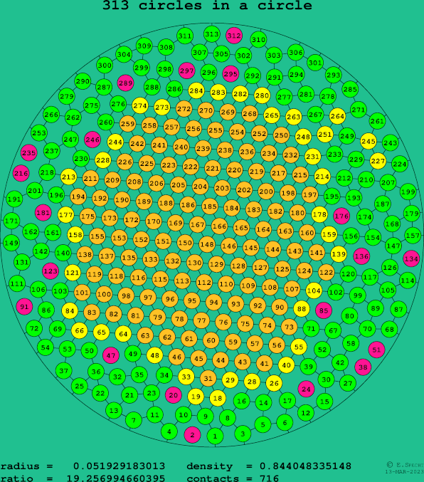 313 circles in a circle