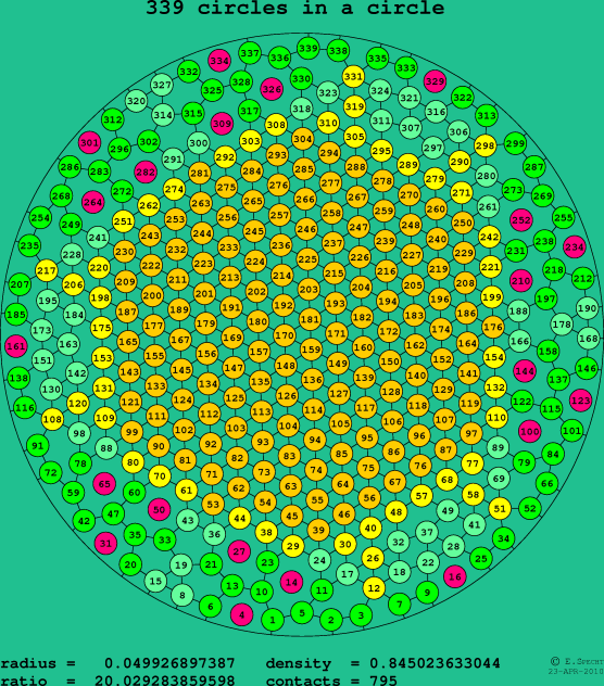 339 circles in a circle