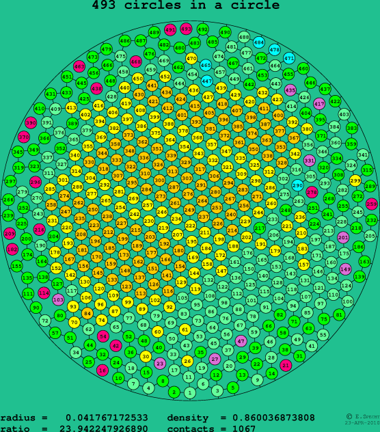 493 circles in a circle