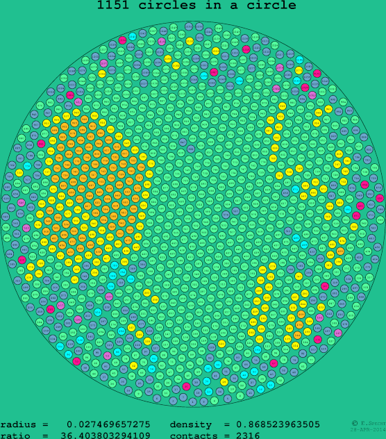 1151 circles in a circle