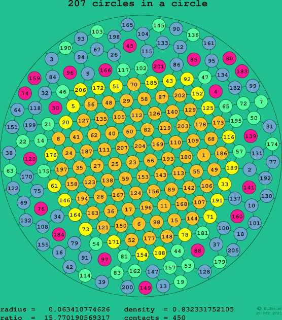 207 circles in a circle