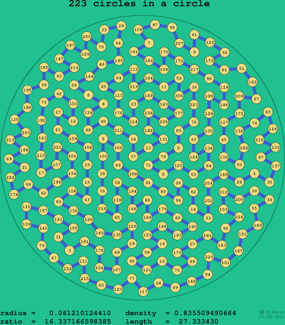 223 circles in a circle