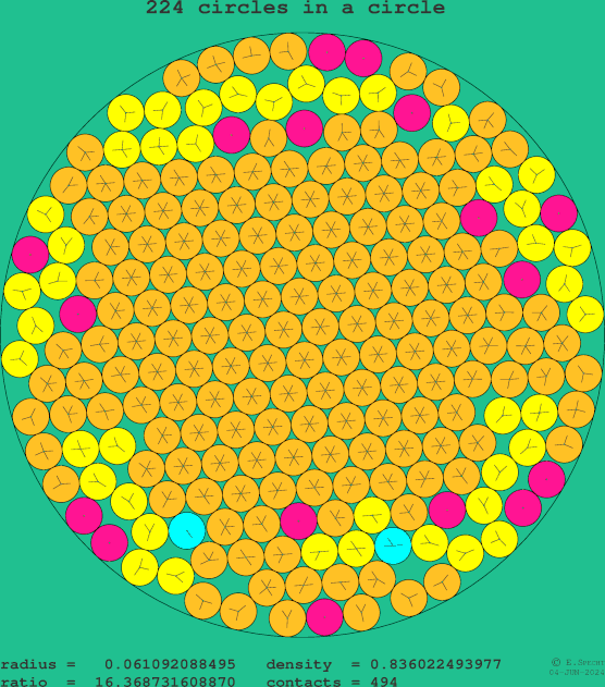 224 circles in a circle