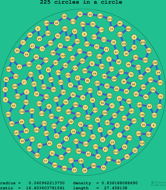 225 circles in a circle