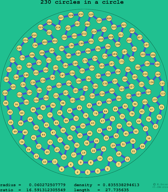 230 circles in a circle