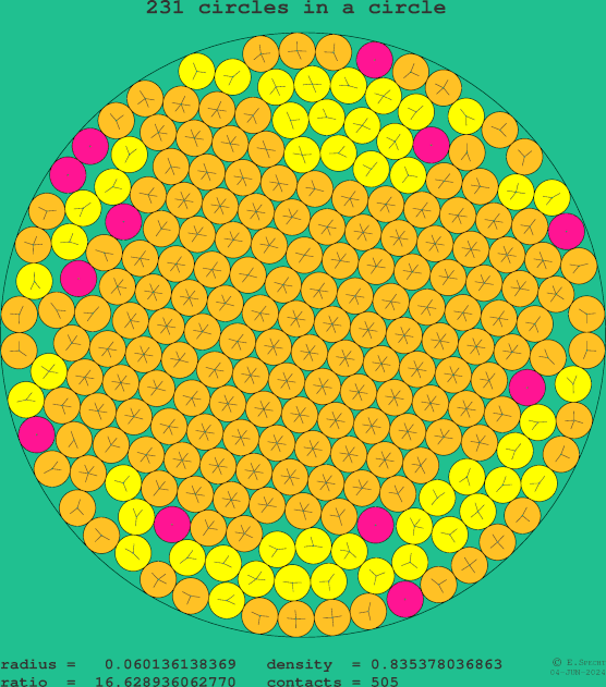 231 circles in a circle