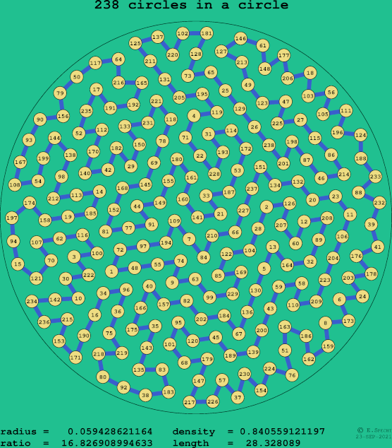 238 circles in a circle