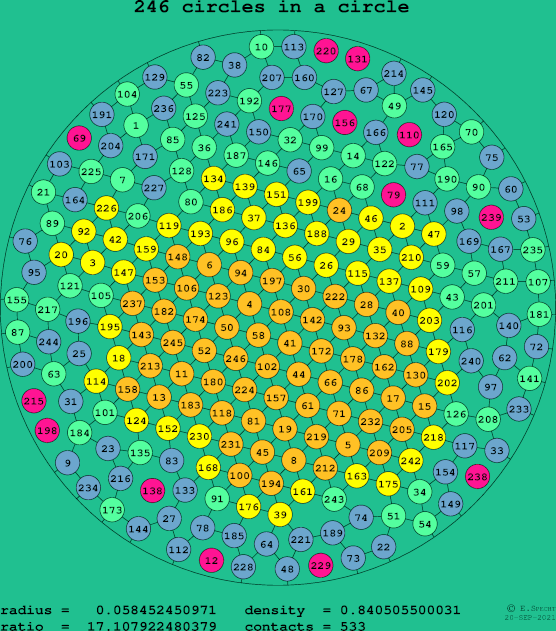 246 circles in a circle