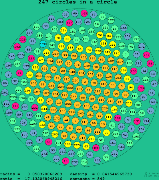 247 circles in a circle