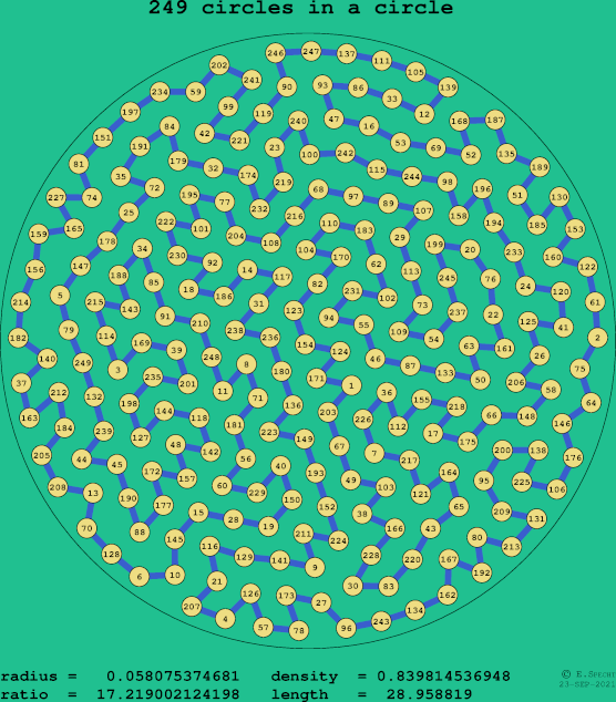 249 circles in a circle