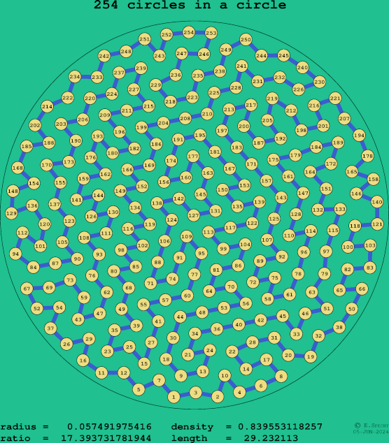 254 circles in a circle