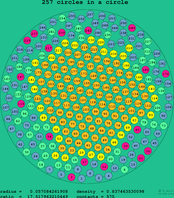 257 circles in a circle