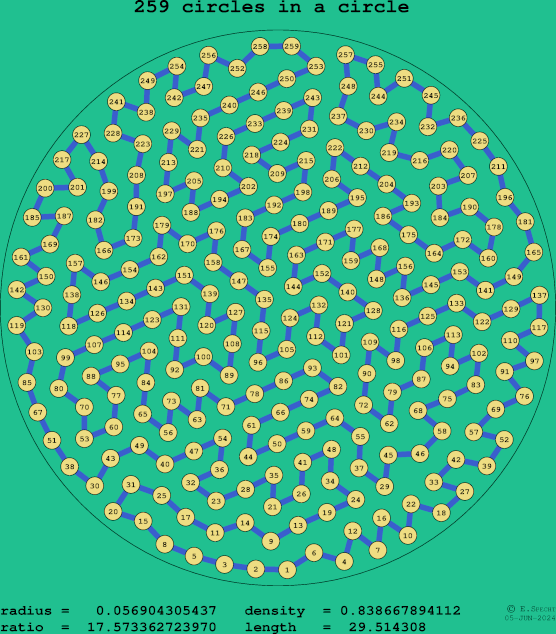 259 circles in a circle