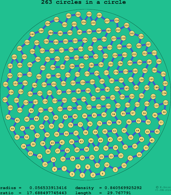 263 circles in a circle