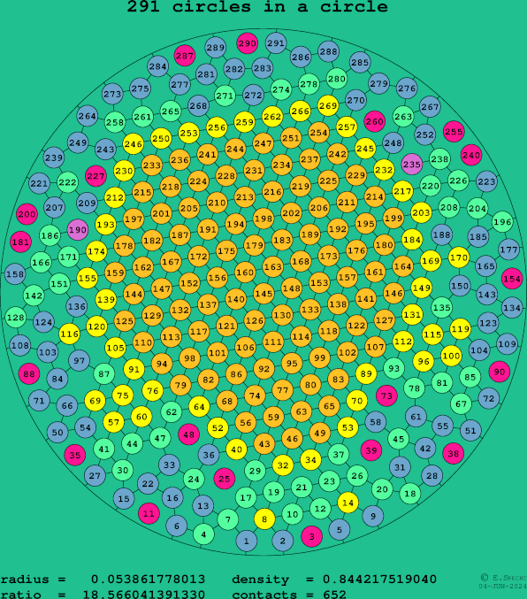 291 circles in a circle