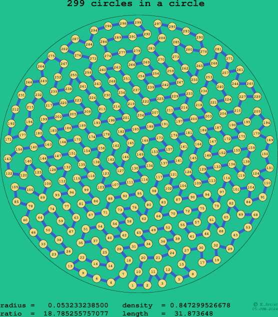 299 circles in a circle