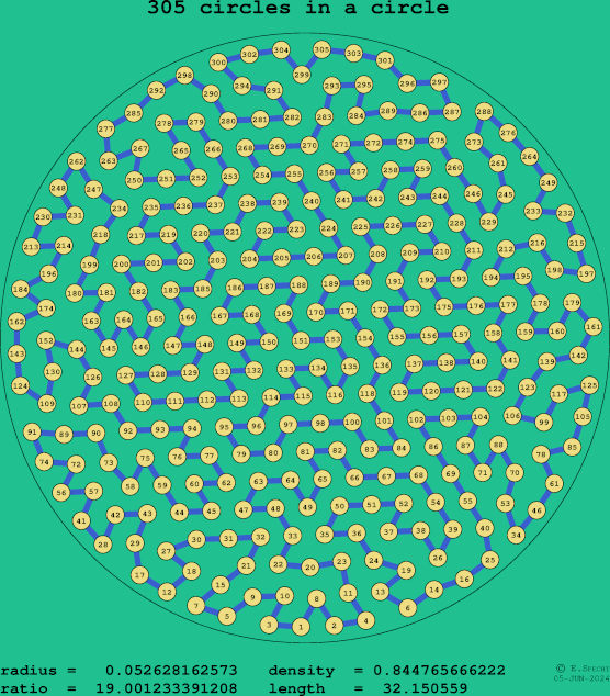 305 circles in a circle