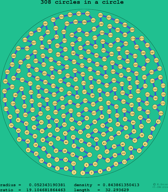 308 circles in a circle