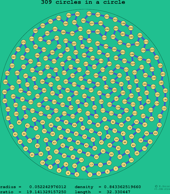 309 circles in a circle