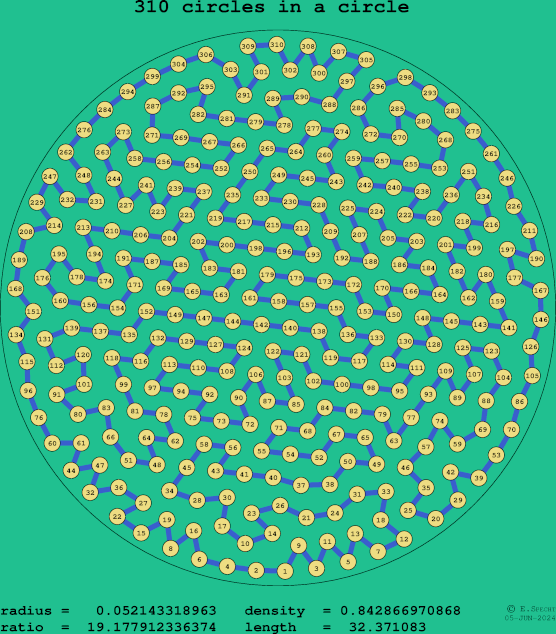 310 circles in a circle