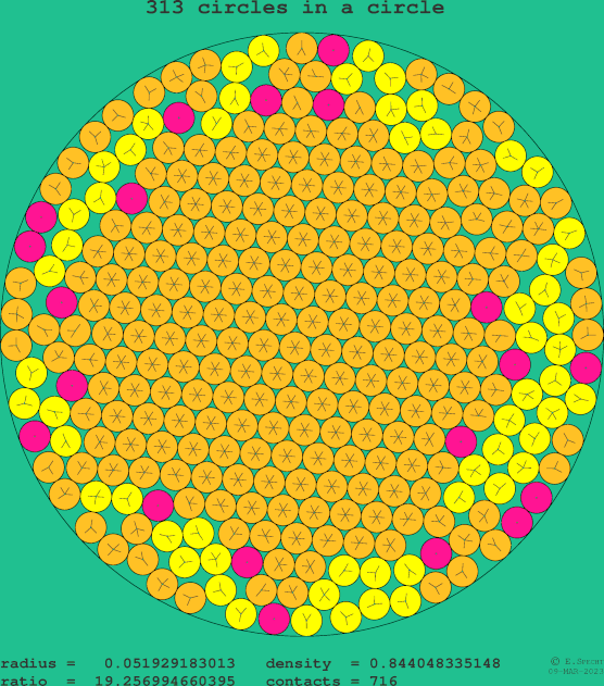 313 circles in a circle