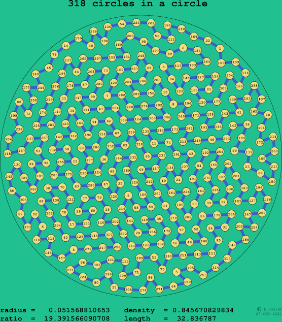 318 circles in a circle