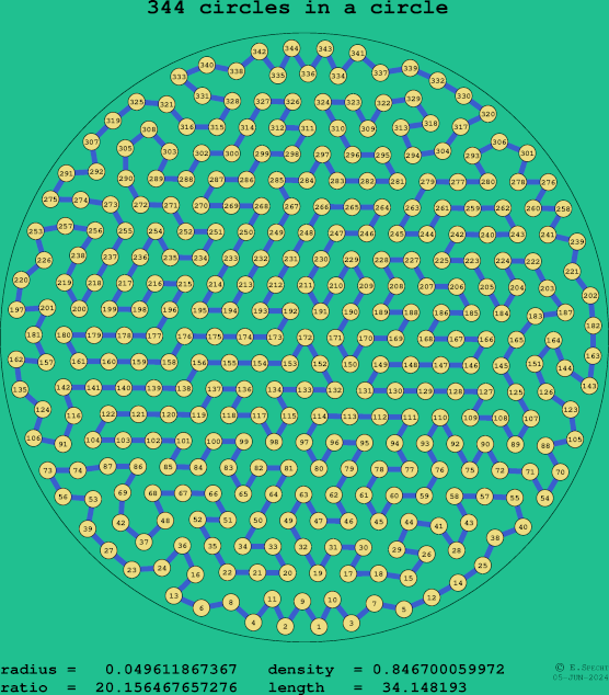 344 circles in a circle