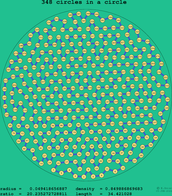 348 circles in a circle