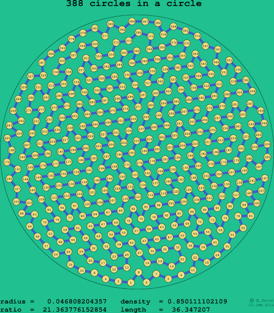 388 circles in a circle