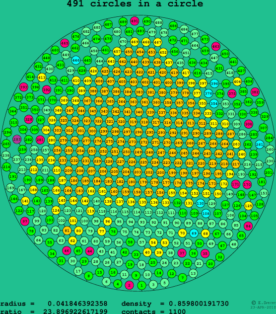 491 circles in a circle