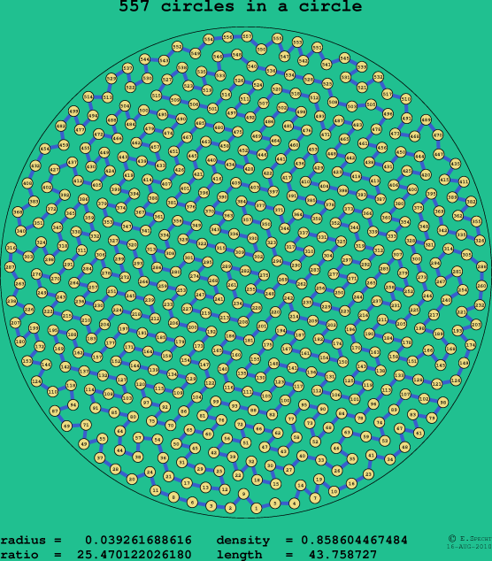 557 circles in a circle