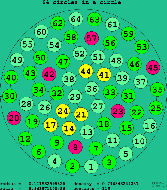 64 circles in a circle